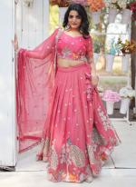 Gold Coin Pink Party Wear Sequins Work Lehenga Choli